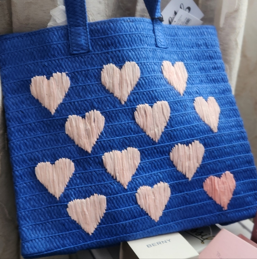 Blue and Pink Heart Tote Bag- BTB